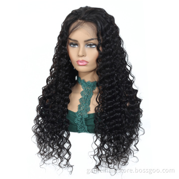 In Stock Peruvian Human Hair Deep Wave Lace Front Wig For Black Women Pre Plucked 13x4 13x6 Swiss Lace Frontal Wig Human Hair